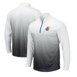 Kansas Jayhawks Colosseum Magic Team Logo 1/4-Zip Jacket Gray Men NWT